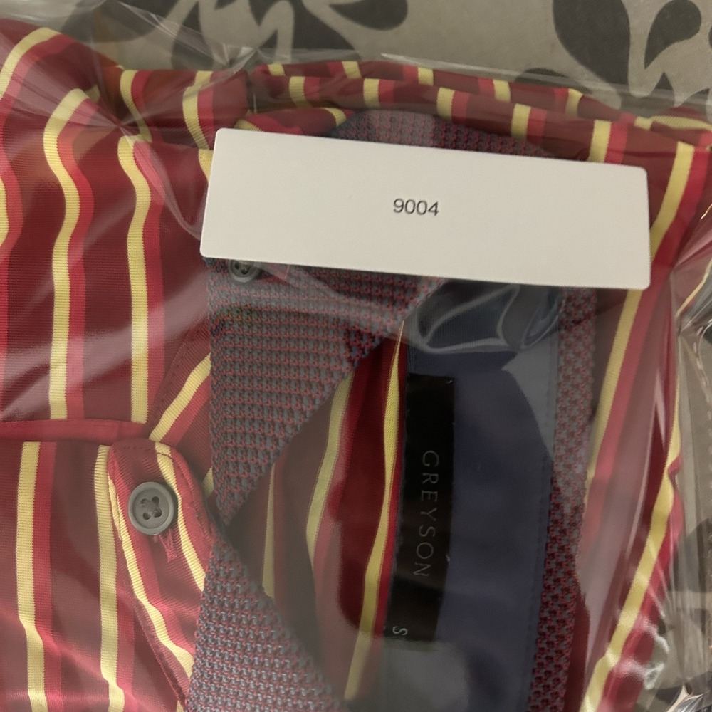 Greyson‎ Polo Shirt Mens S Red Wasaga Sugarcane Stripe Performance Golf - Picture 9 of 11
